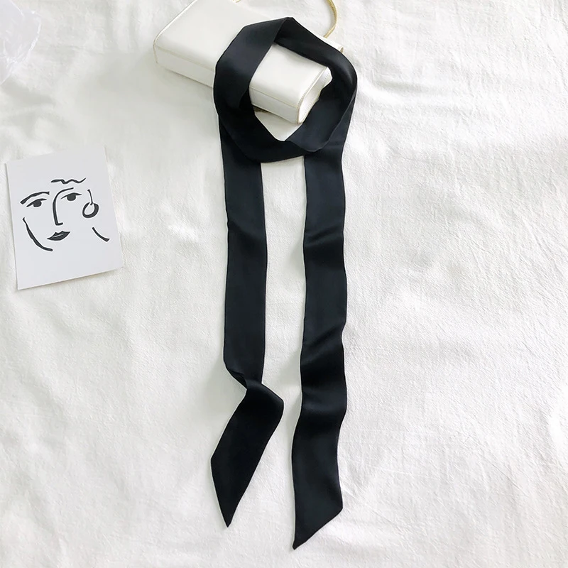 200Cm Scarf Diy 5X Satin Silk Narrow Neckerchief Solid Neck Scarves Long Thin Head Hair Band Bag Ribbon Headbands