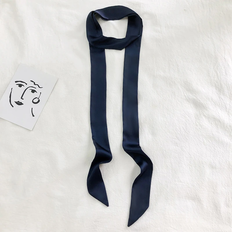 200Cm Scarf Diy 5X Satin Silk Narrow Neckerchief Solid Neck Scarves Long Thin Head Hair Band Bag Ribbon Headbands