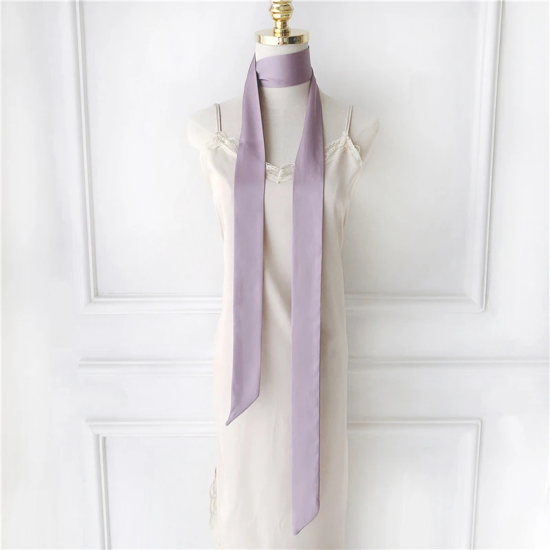 200Cm Scarf Diy 5X Satin Silk Narrow Neckerchief Solid Neck Scarves Long Thin Head Hair Band Bag Ribbon Headbands
