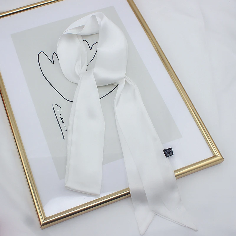 200Cm Scarf Diy 5X Satin Silk Narrow Neckerchief Solid Neck Scarves Long Thin Head Hair Band Bag Ribbon Headbands