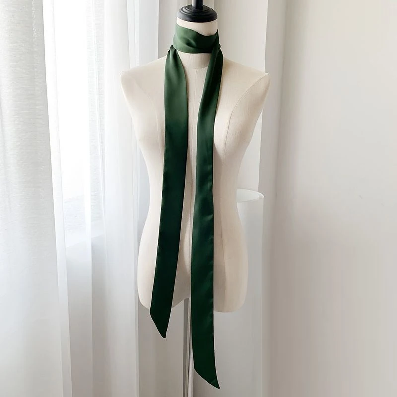 200Cm Scarf Diy 5X Satin Silk Narrow Neckerchief Solid Neck Scarves Long Thin Head Hair Band Bag Ribbon Headbands