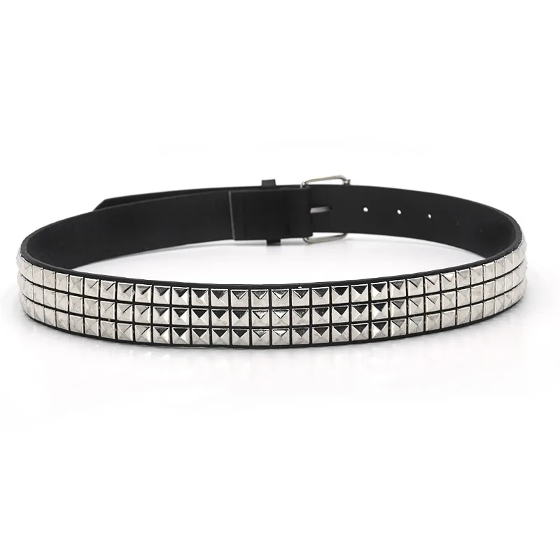 Fashion Rivet Belt Men Women's Studded Belt Punk Rock With Pin Buckle Drop Shipping Black