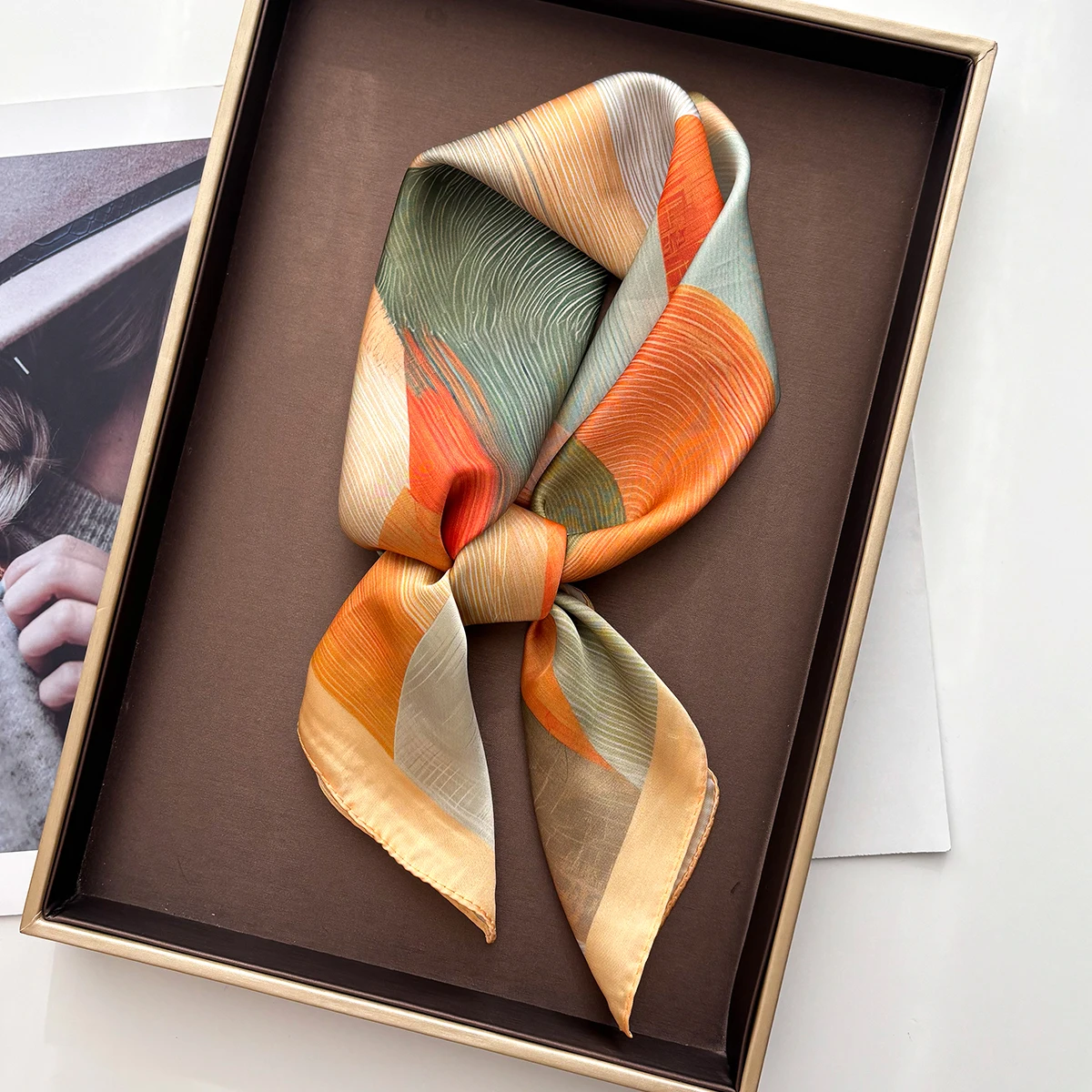 Luxury Square Scarf For Women Imitation Silk Scarves Bandanas Elegant Ladies Hijab Neckerchief Fashion Soft Stain Shawl Wraps