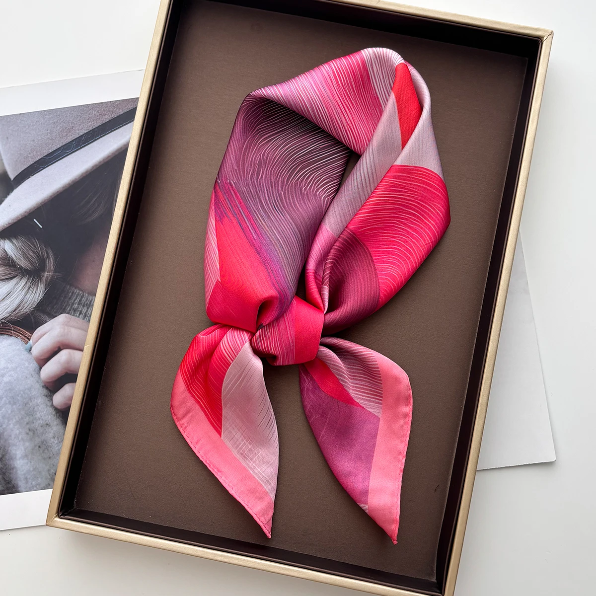 Luxury Square Scarf For Women Imitation Silk Scarves Bandanas Elegant Ladies Hijab Neckerchief Fashion Soft Stain Shawl Wraps