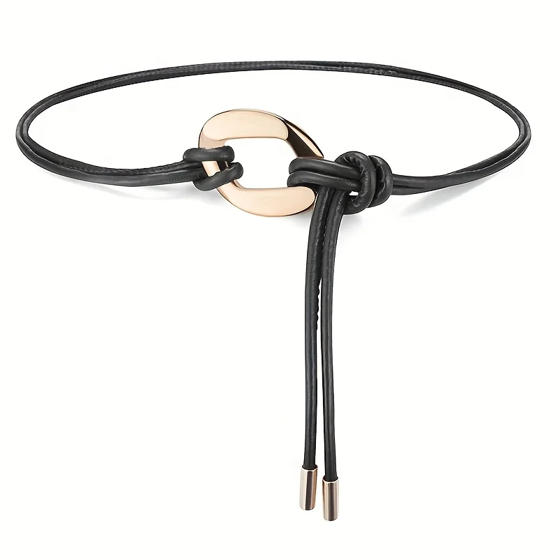 Elegant ladies tie knot belts, retro thin waistbands, fashionable decorative dresses, shirts, coats and overcoats with belts