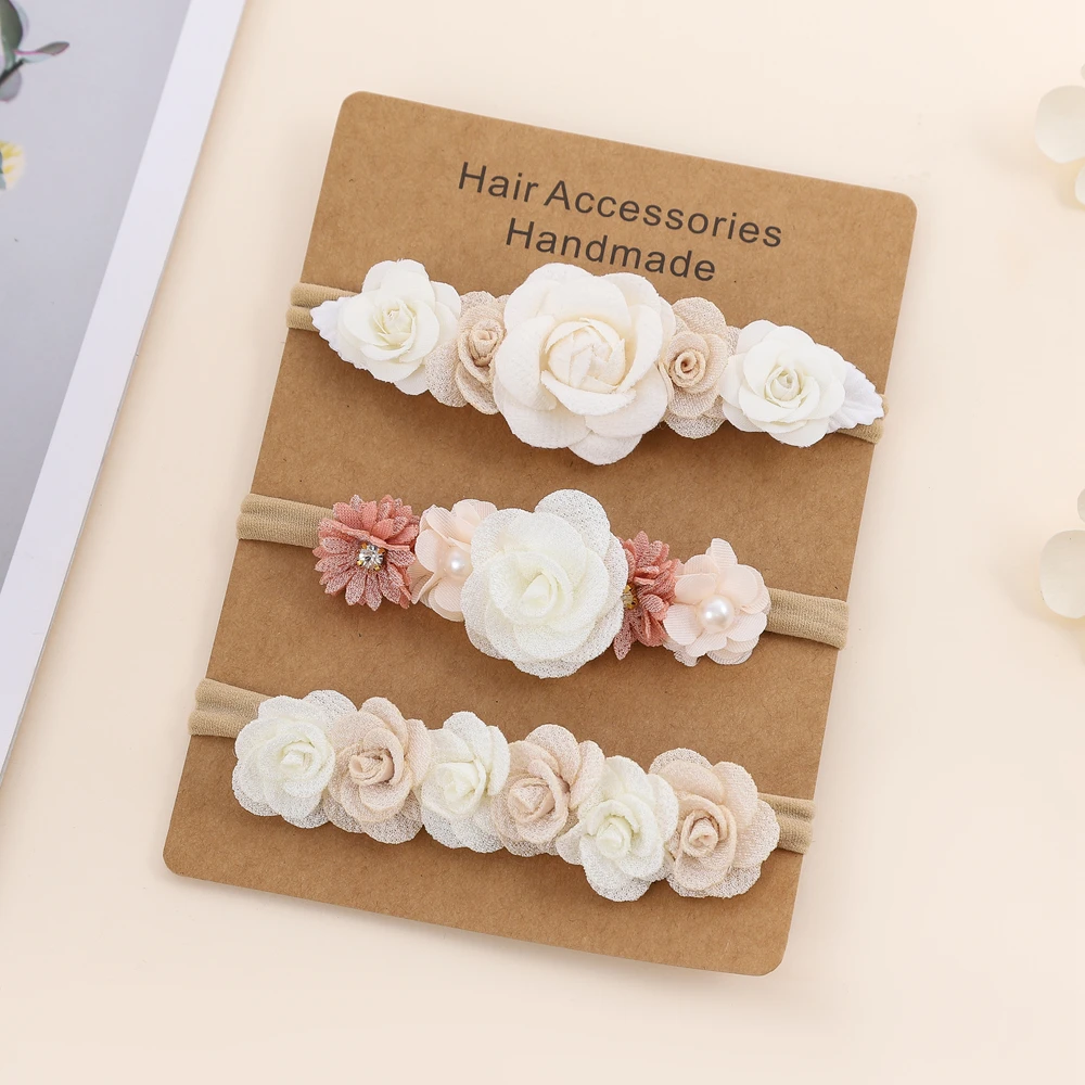3pcs/lot Baby Girl Headbands Headwear Flower Hair Bows Kids Toddler Headband Nylon Elastic Hair Band Children Hair Accessories