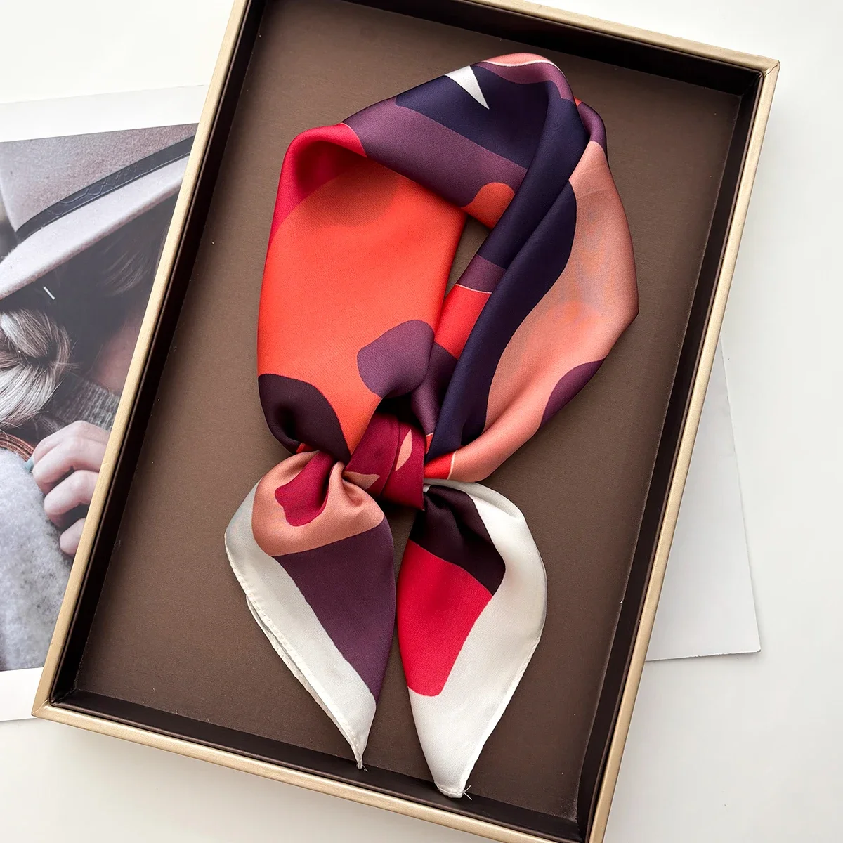 Square Scarf Silk Imitation Floral Print Neckerchief Bandana Lady Shawl Scarves Wrap Head Hair Band Ties 2026 Women