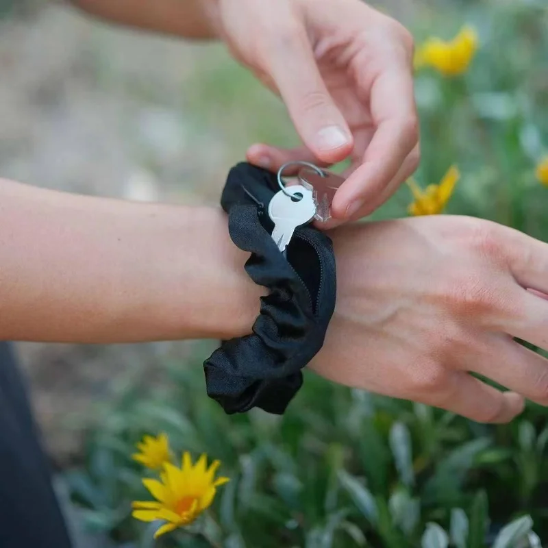 1Pc Portable Hidden Safe Sight Secret Zipper Hair Scrunchie Storage Case Hide Key Cash Jewelry Hair Accessories