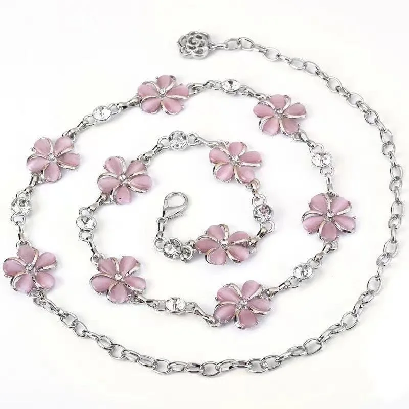 Diamond waist chain women's fashion belt dress sweet blossom metal chain skirt belt trend