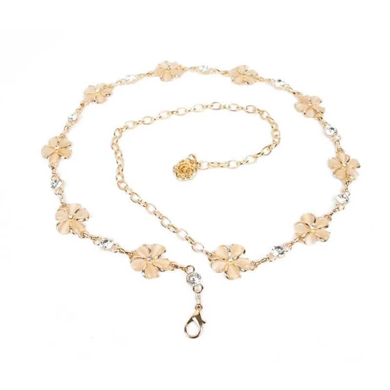 Diamond waist chain women's fashion belt dress sweet blossom metal chain skirt belt trend