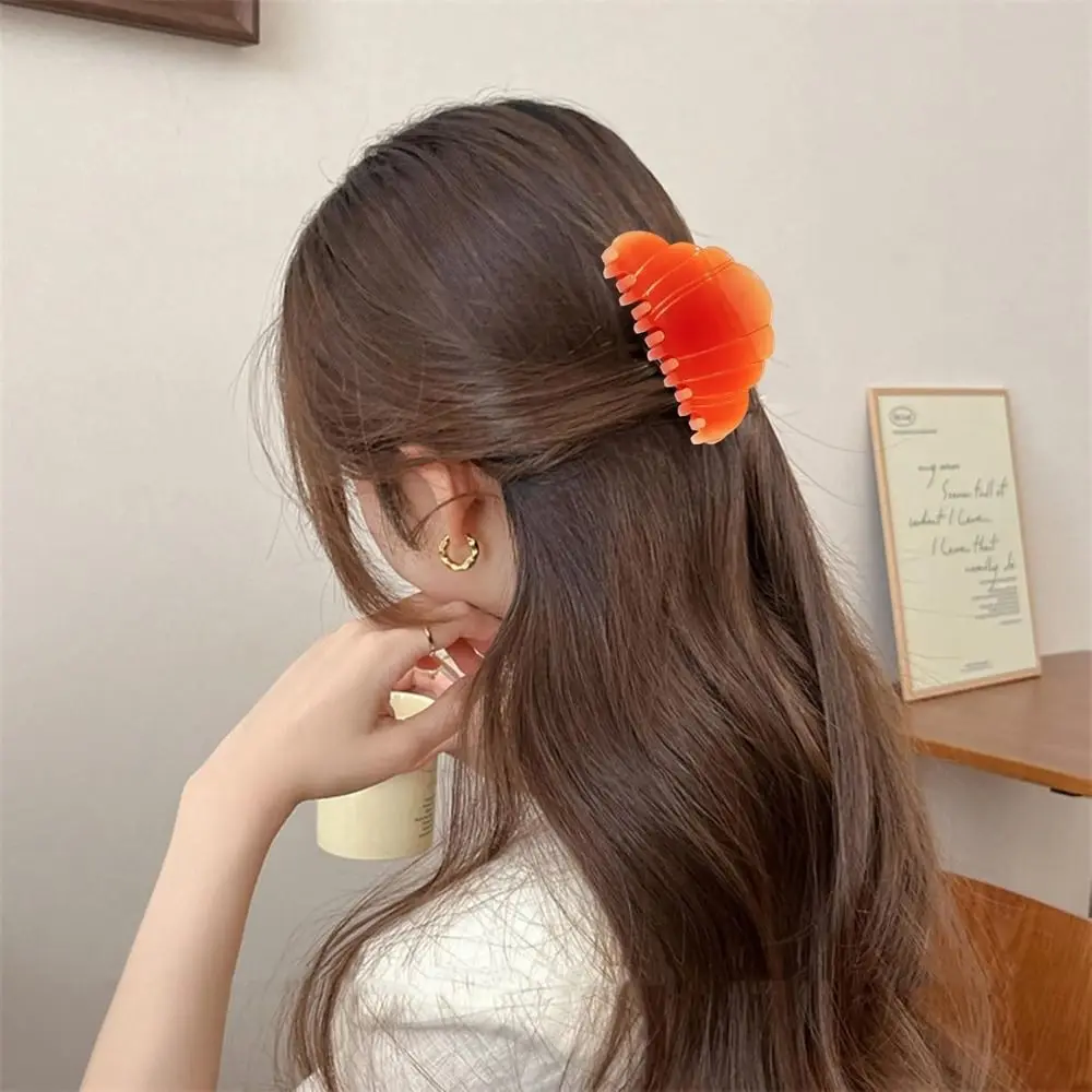 New Cartoon Hair Jaw Clips Brown Nonslip Hair Clamps Acrylic Coffee Cup Croissant Red Rose Design Cute Hair Clips for Women