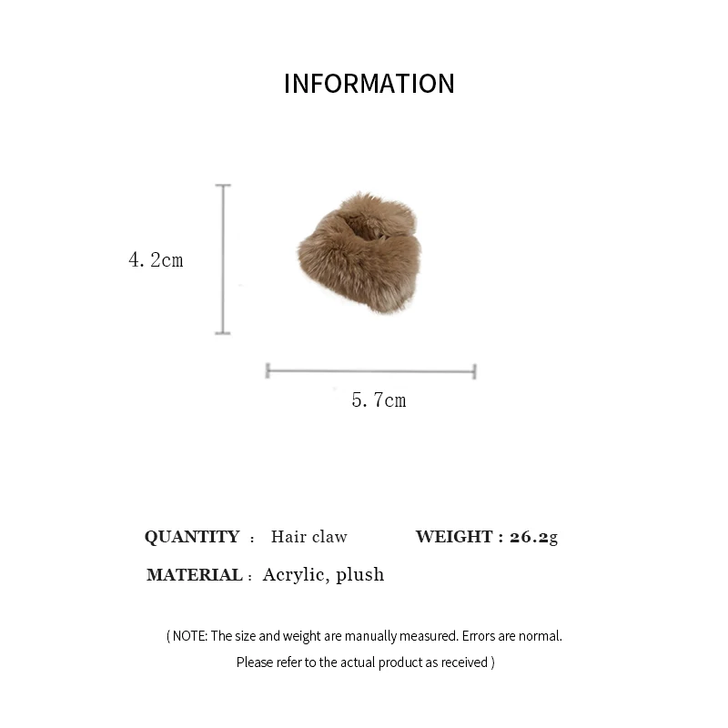 Double-faced Women's Simulated Rabbit Fur Hair Clips Coffee Plush Half Updo Shark Clamp Warm Hair Accessories Autumn Winter M