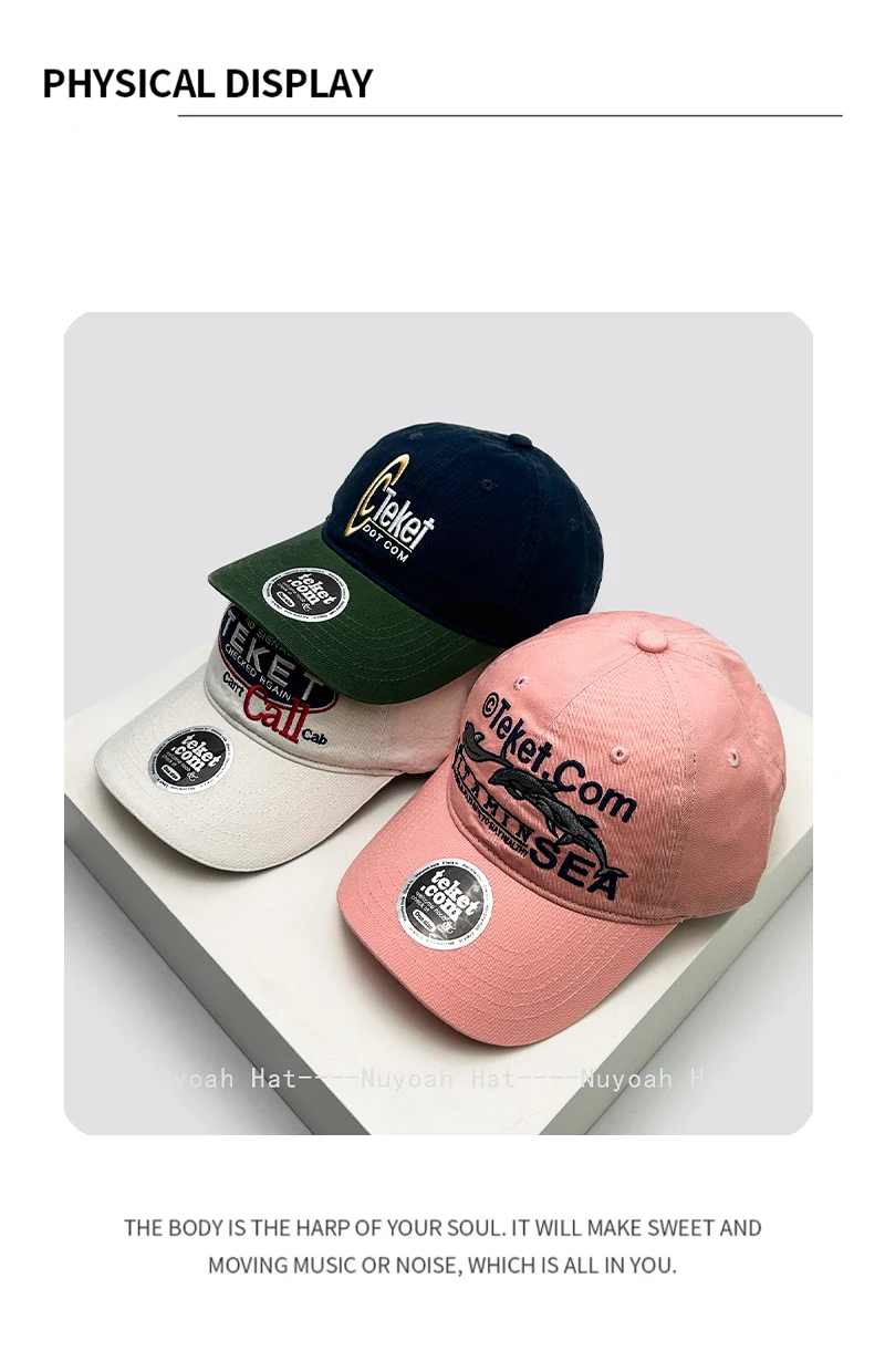 New Men Women Korean Embroidered Letters Dolphin Baseball Hats Sunshade Color Block Versatile Retro Peaked Caps Fashion Street