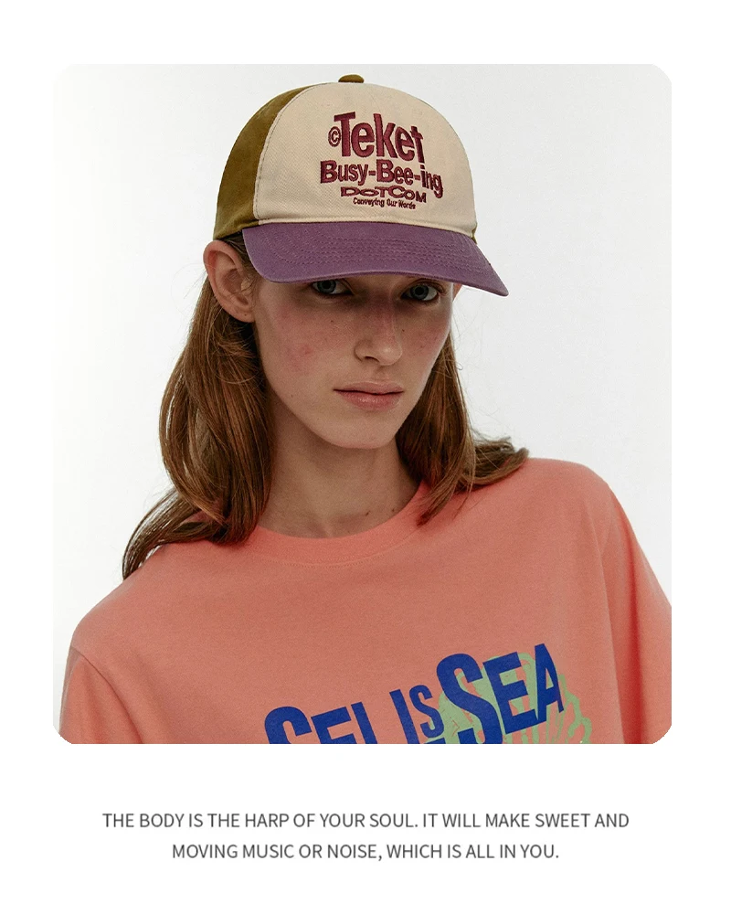 New Men Women Korean Embroidered Letters Dolphin Baseball Hats Sunshade Color Block Versatile Retro Peaked Caps Fashion Street