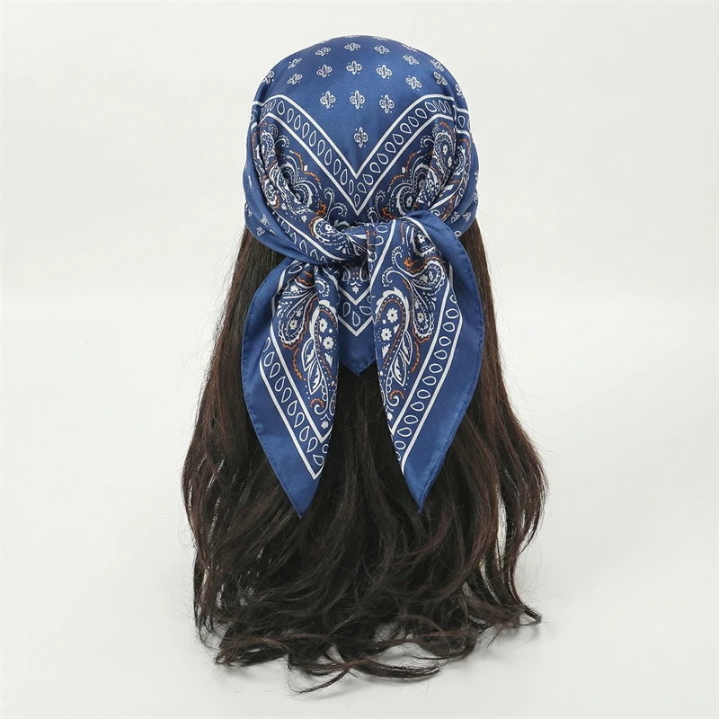 NEW Paisley Print Square Scarf For Women Shawl Neckerchief Female Hair Bands Head Wraps Headband Foulard Satin Hijab Bandana