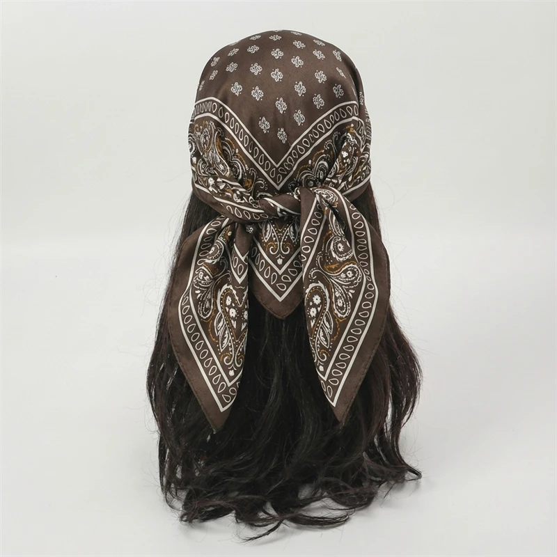 NEW Paisley Print Square Scarf For Women Shawl Neckerchief Female Hair Bands Head Wraps Headband Foulard Satin Hijab Bandana