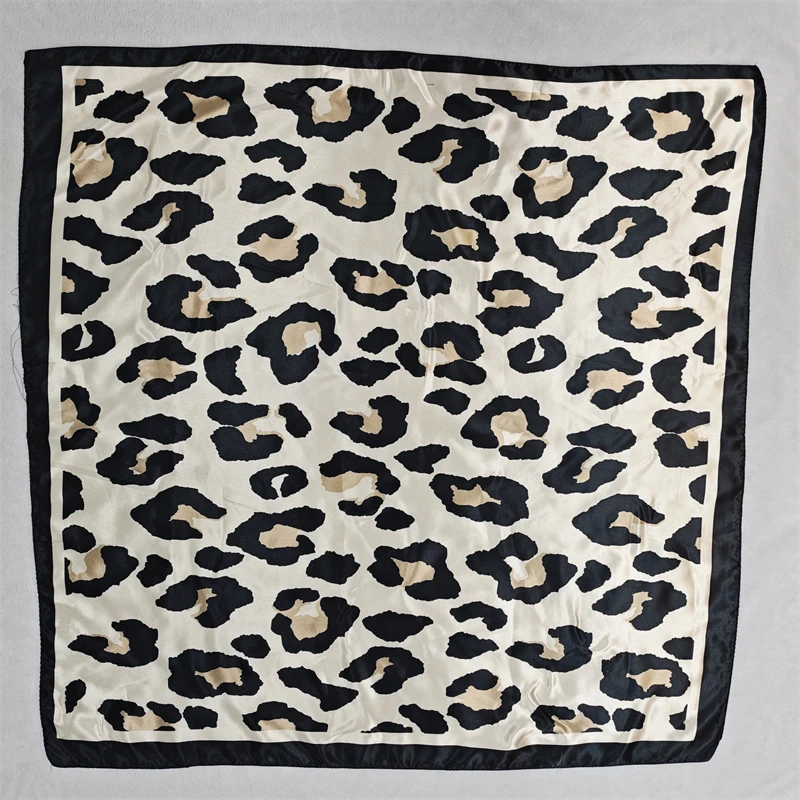Leopard Print Neckerchief Hijab 90cm Scarf For Women Silk Satin Headband Hair Scarves Female Square Shawls Ladies Head Bandana