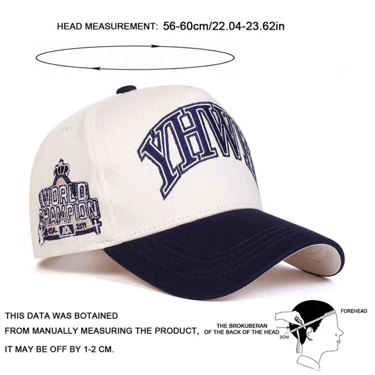 Unisex YHWH Letter Embroidery Baseball Caps Adjustable Casual Hats Spring and Autumn Outdoor Sunscreen Hat