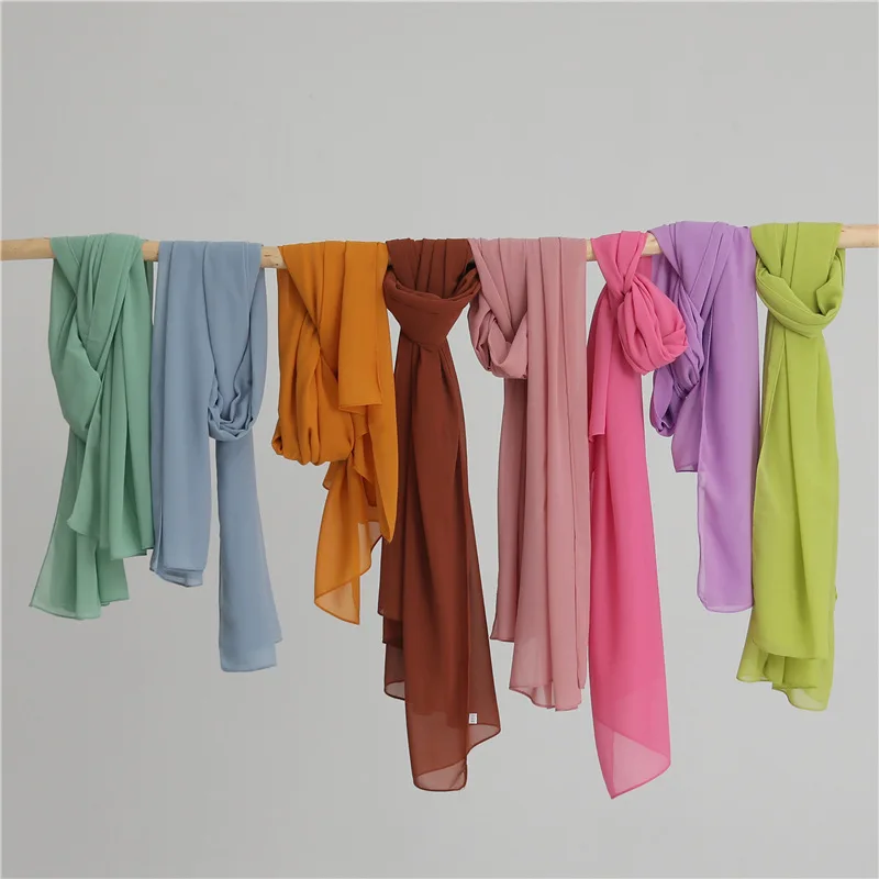 Summer Long Silk Scarf For Women Large Shawl Wrap Headband Solid Design Hijab Beach Stoles Female Foulard Echarpe Bandana