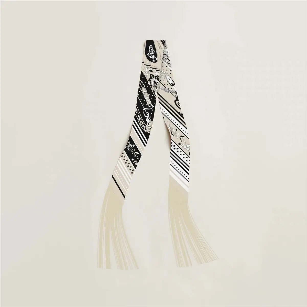 130x5cm Tassel Cashew Print Scarf Women's All-season Twill Silk Decorative Ribbon Multi-purpose Bag Hair Tie Belt Scarf