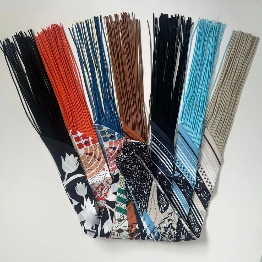 130x5cm Tassel Cashew Print Scarf Women's All-season Twill Silk Decorative Ribbon Multi-purpose Bag Hair Tie Belt Scarf