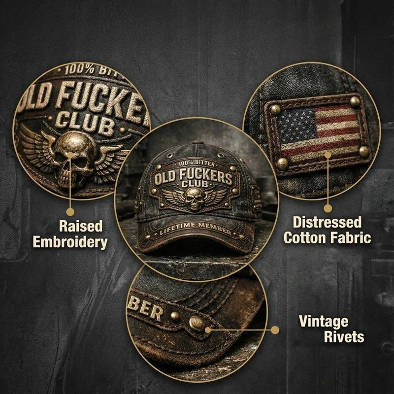 American Distressed Cotton Baseball Cap with Unique Embroidered Lettering Skeleton Motorcycle Style baseball Hat Outdoor Sun Hat