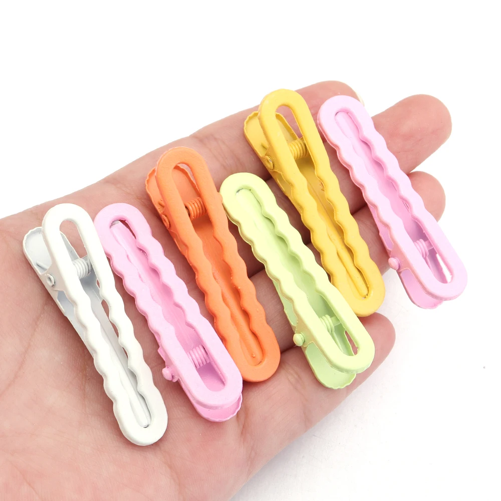 30pcs 5cm Candy Color Hair Clips Metal Hollow Wave Hairpin For Women Girls DIY Bangs Side Clip Makeup Hair Styling Accessories