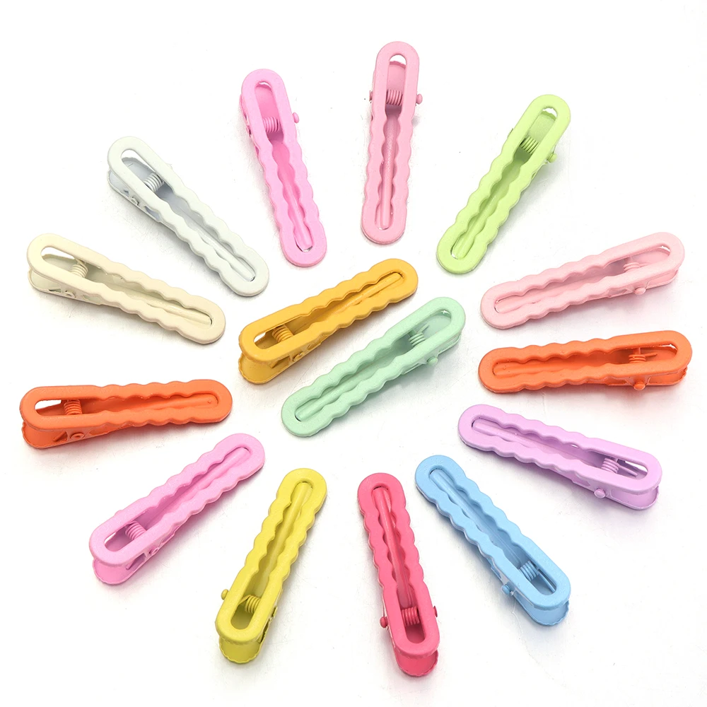 30pcs 5cm Candy Color Hair Clips Metal Hollow Wave Hairpin For Women Girls DIY Bangs Side Clip Makeup Hair Styling Accessories