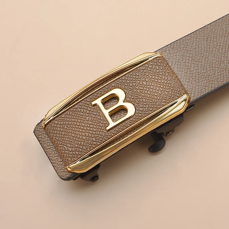 New Fashion Men's Crocodile Pattern Automatic Buckle Belt With Casual Pants Business Belt High-quality Men's Belt Accessories