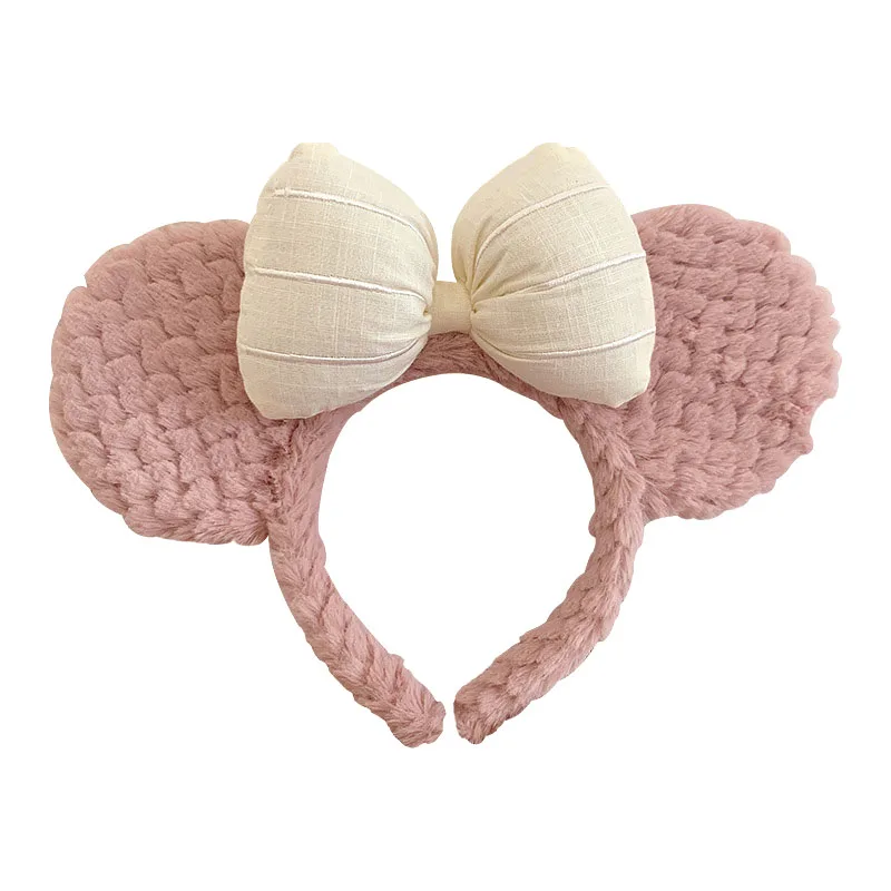Plush Mouse Ears Hair Hoop Hairband  Holiday Party Princess Bow Hairband COSTUME Cosplay Plush  Adult/Kids Headband Gift