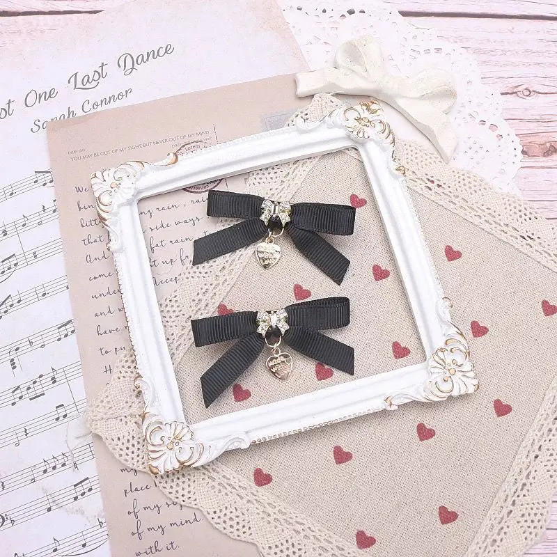 【1pair】Japanese style JK hair bow hairpin Woman accessories hair clips trendy Mini hairpin y2k accessories Lolita heart