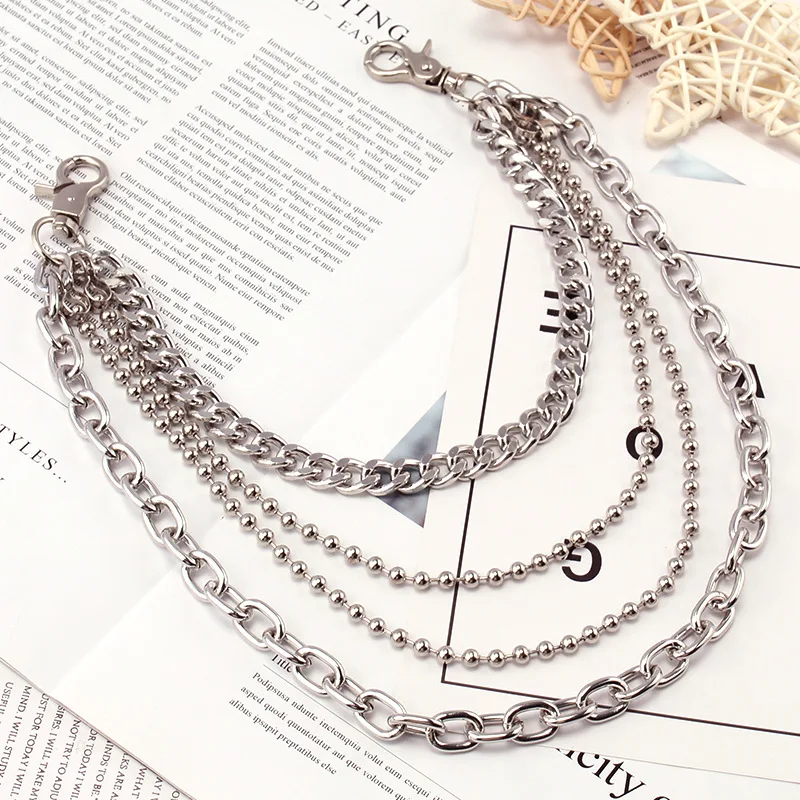 European American Punk Style Fashion Metal Waist Chain Personalized Trendy Multi-layer Chain for Jeans