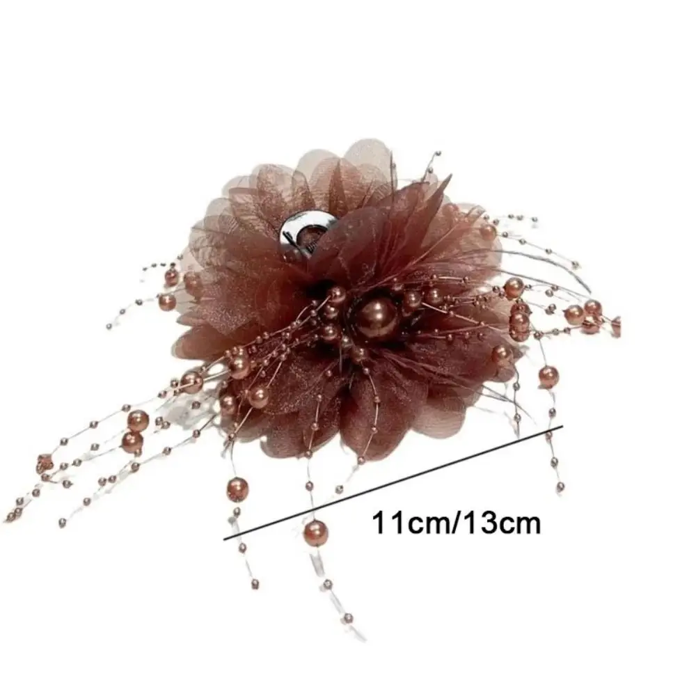 Elegant Peony Flower Grasping Clip Sequin Tassel Hair Claw Plastic Crab Hair Clips Women