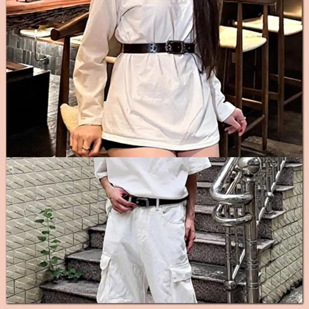 Fashion Y2K Alloy Pin Buckle Carved Waist Belt Harajuku Y2K Punk Waistband Chic Vintage Jeans Belts For Women