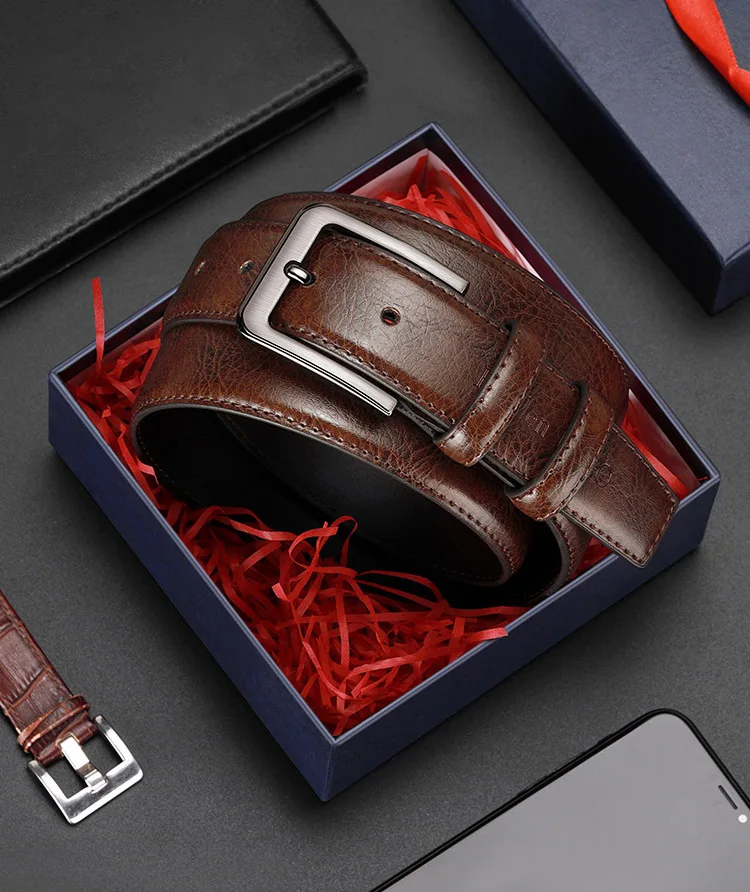 2pcs High Quality PU Leather Men's Belt, Casual and Business Needle Buckle Belts, Masculine Design, Fashion Novelty Waistband
