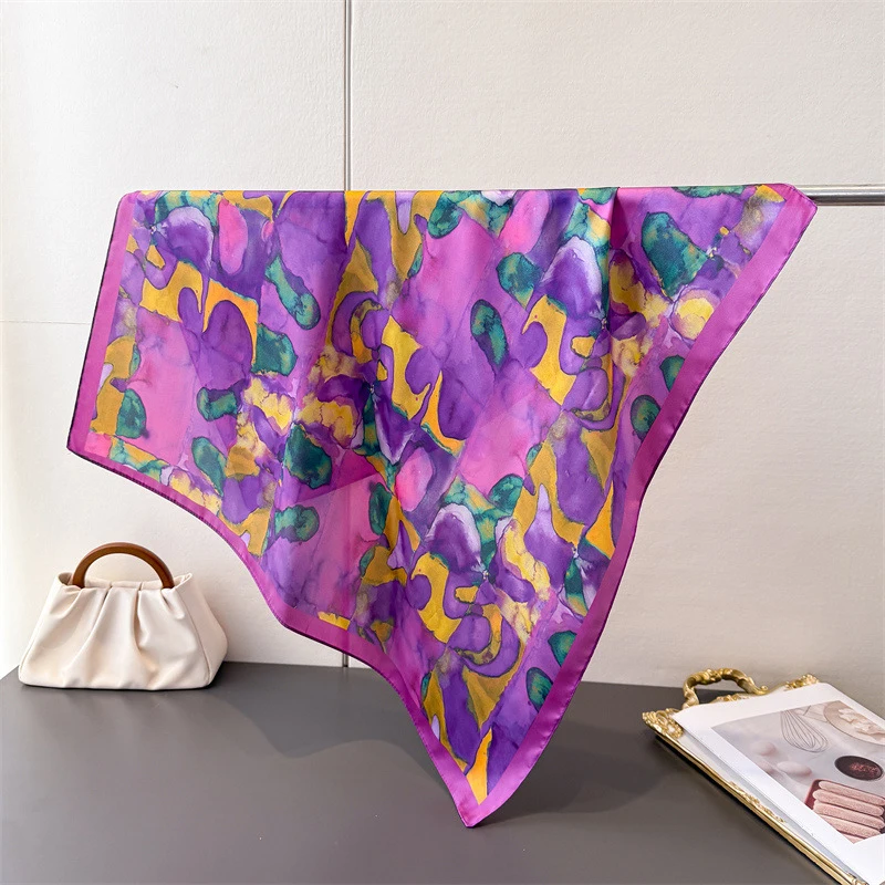 Luxury Printing Silk Square Scarf Women Neck Hair Tie Band Beach Hijab Kerchief Head Headbands Bandana Female Foulard 70cm