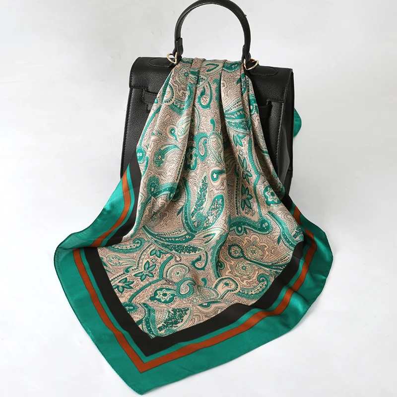 Luxury Spring Silk Scarf Women Brand Square Satin Bandana Paisley Neckerchief Wrap Soft Shawl Hijab Foulard Headband 2026
