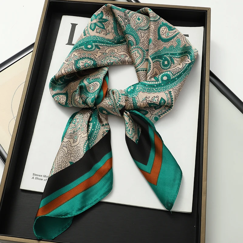 Luxury Spring Silk Scarf Women Brand Square Satin Bandana Paisley Neckerchief Wrap Soft Shawl Hijab Foulard Headband 2026