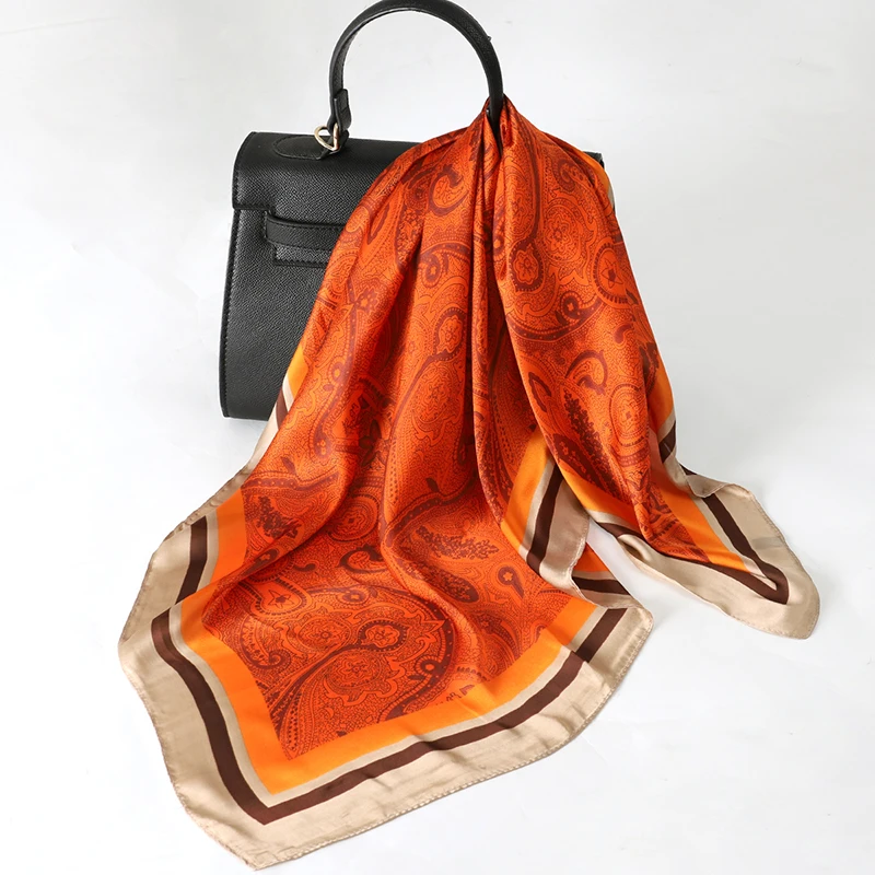Luxury Spring Silk Scarf Women Brand Square Satin Bandana Paisley Neckerchief Wrap Soft Shawl Hijab Foulard Headband 2026