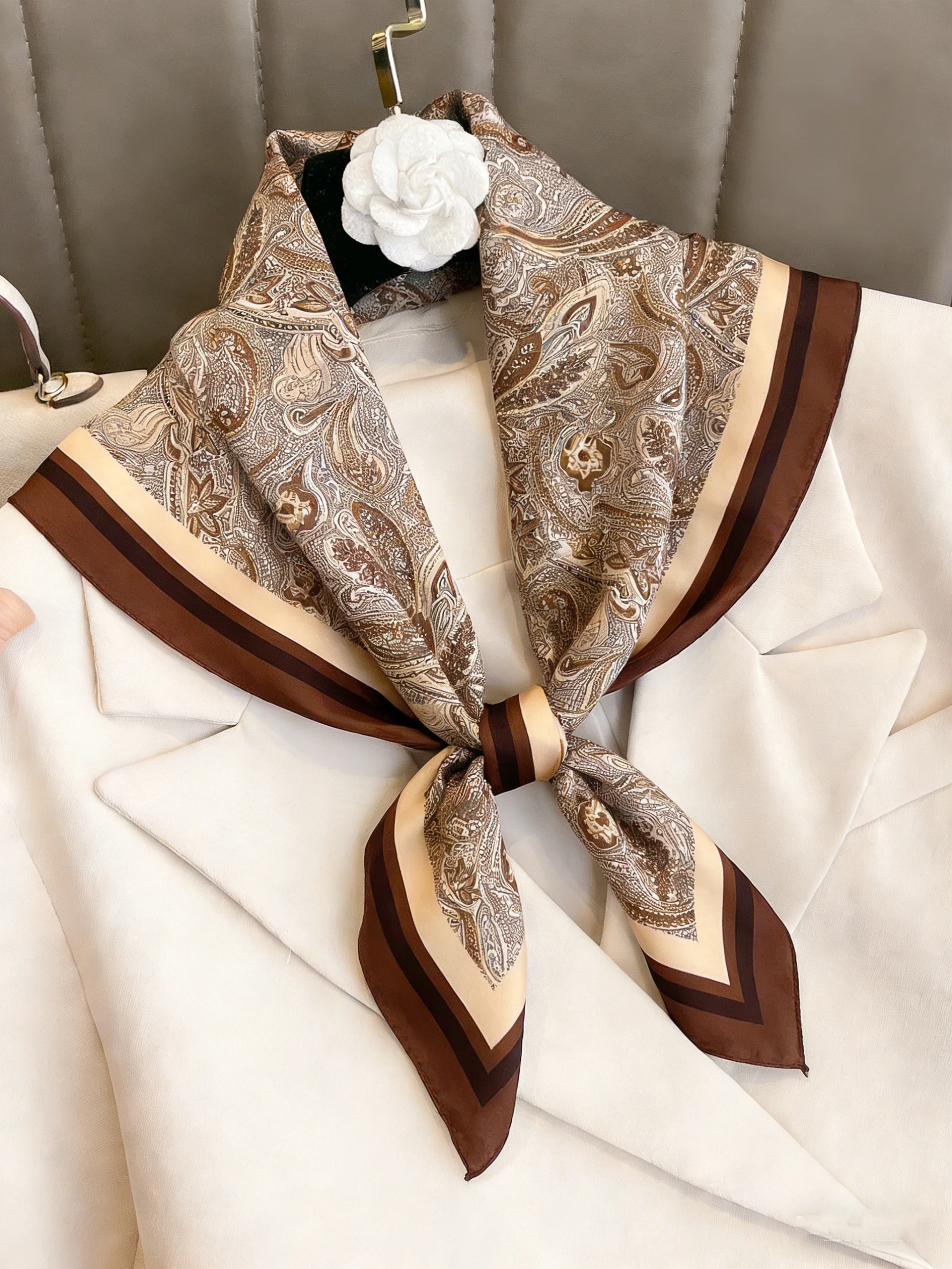 Luxury Spring Silk Scarf Women Brand Square Satin Bandana Paisley Neckerchief Wrap Soft Shawl Hijab Foulard Headband 2026