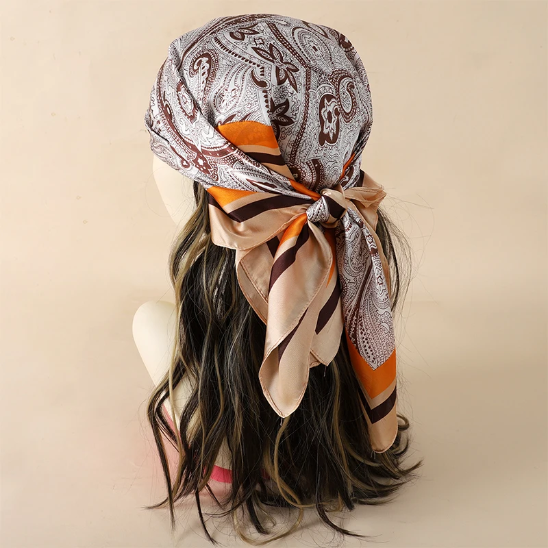 Luxury Spring Silk Scarf Women Brand Square Satin Bandana Paisley Neckerchief Wrap Soft Shawl Hijab Foulard Headband 2026