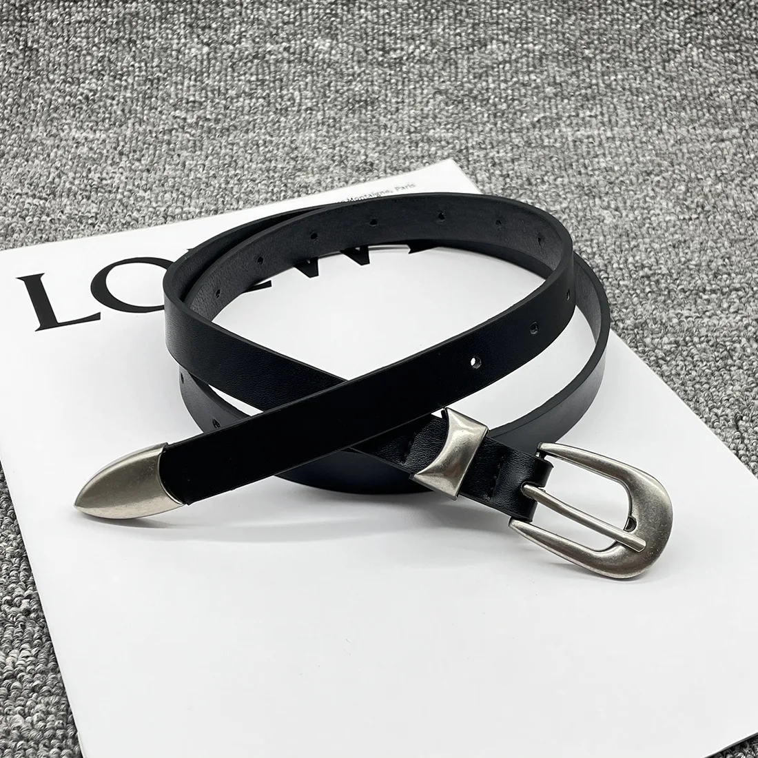 2026 Retro High-end Black y2k belt Ins Men's and Women's Versatile Metal Vintage Silver Buckle bb belt Fashion Trend Accessories