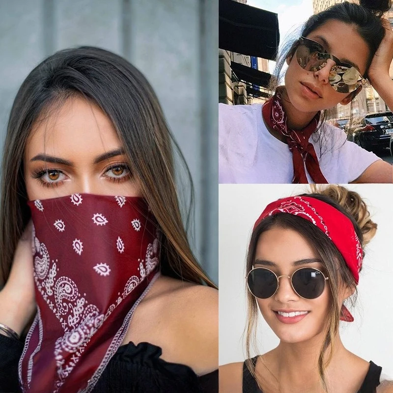Unisex Men Women Bandana Hairband Cowboy Mens Biker Sports Headwear Wrist Hairwrap Single Sided Head Wrap Scarf Paisley
