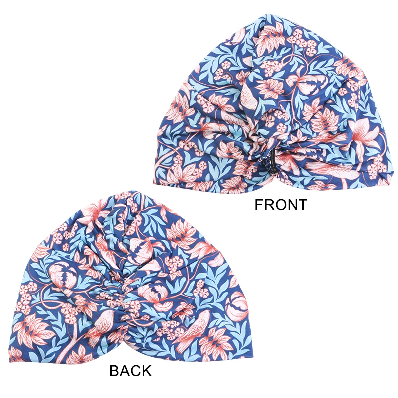 New Women Cashew flower Printed Cross Twist Turban Cap Bonnet Headband African Head Wraps  Ready To Wear HIjabs Chemo Cap