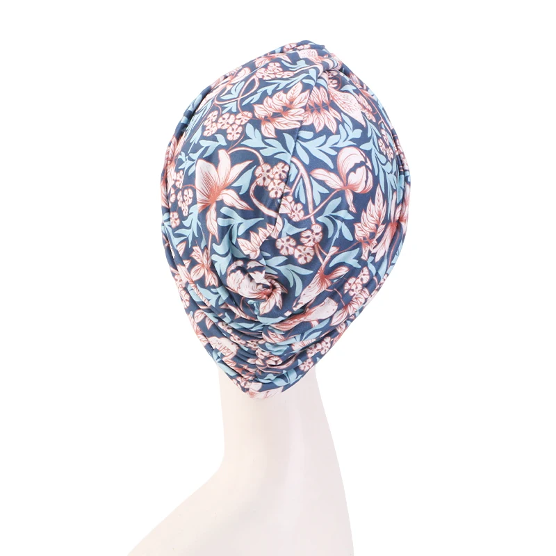 New Women Cashew flower Printed Cross Twist Turban Cap Bonnet Headband African Head Wraps  Ready To Wear HIjabs Chemo Cap
