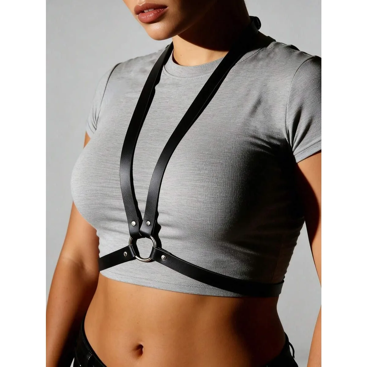 Women PU Leather Body Fashion Chest Harness Gothic Harness for Women Punk Harness Waist Belt Rave Outfit Belt