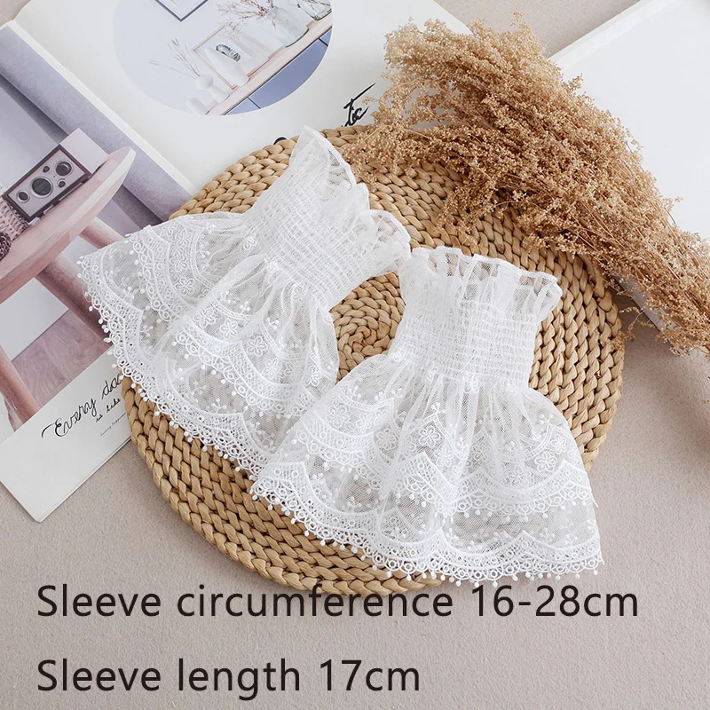 Ladies Lace Fake Cuffs for Womens Shirt Detachable Fake Sleeves Bridal Gowns Cuff Wedding Halloween Clothing Accessories