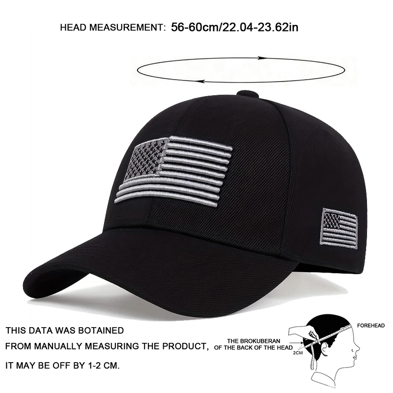 Unisex American Flag Embroidery Baseball Caps Outdoor Adjustable Spring and Autumn Casual Sunscreen Hat
