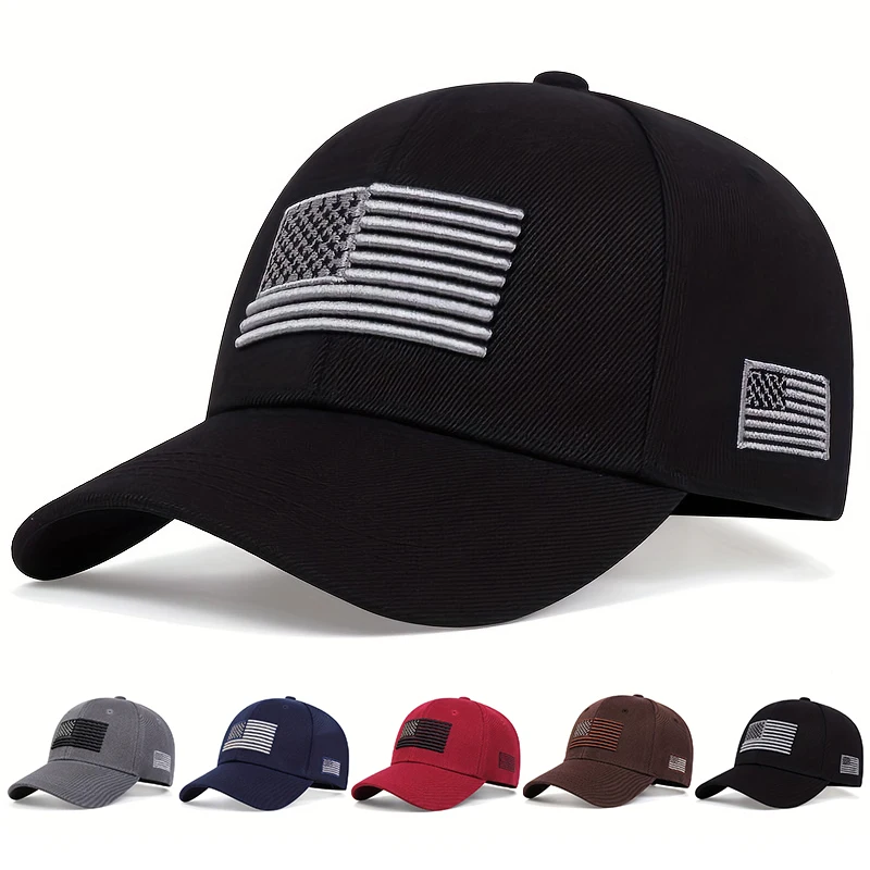 Unisex American Flag Embroidery Baseball Caps Outdoor Adjustable Spring and Autumn Casual Sunscreen Hat