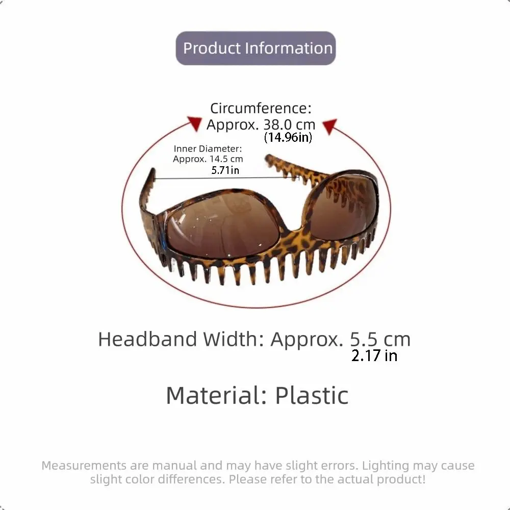 Comb Shaped Sunglasses Headband Sunscreen Sunshade Summer Sunglasses Hairband Leopard Print Women Hair Hoop